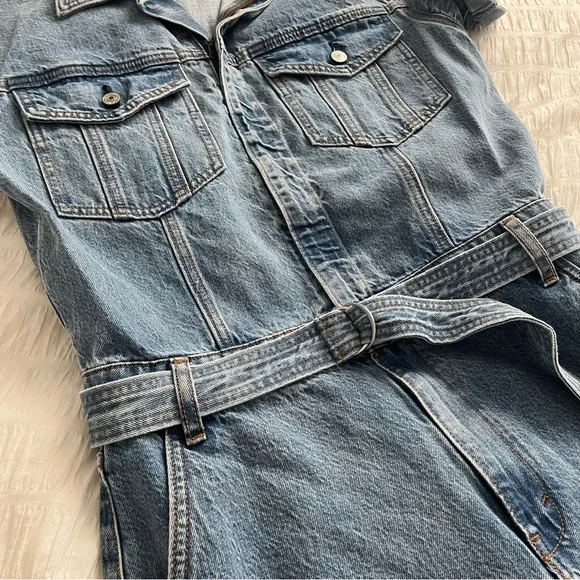 Abercrombie and Fitch 90s Relaxed Denim Jumpsuit Medium Tall - Picture 6 of 8